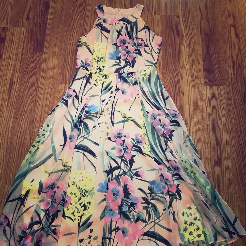 Floral mid calf length dress.